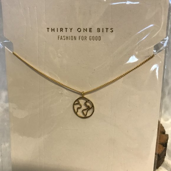 31 Bits Globe Charm 14K Gold Plated necklace - Picture 3 of 5
